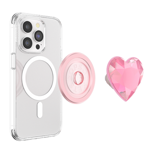 Pink Crystal Heart PopGrip for MagSafe, PopSockets