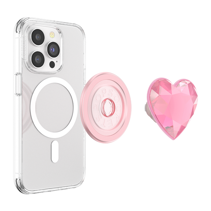 Pink Crystal Heart PopGrip for MagSafe, PopSockets