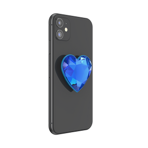 Blue Crystal Heart PopGrip, PopSockets