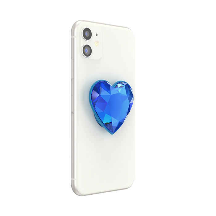 Blue Crystal Heart PopGrip, PopSockets